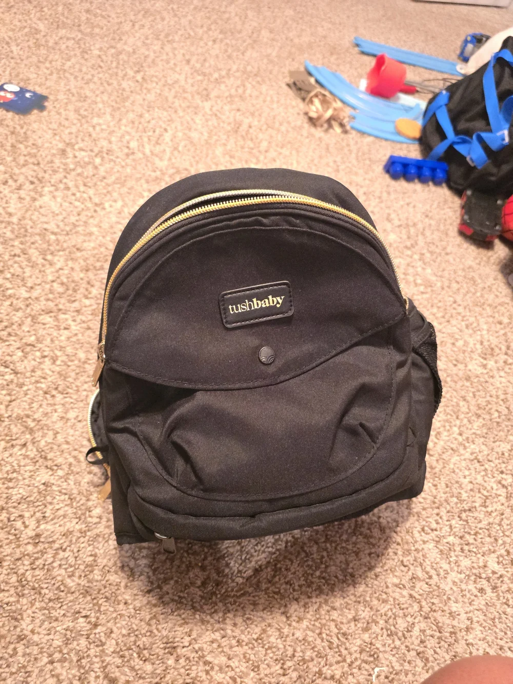 Tushbaby Black Diaper Backpack - Compact Kids Bath & Skin Organizer